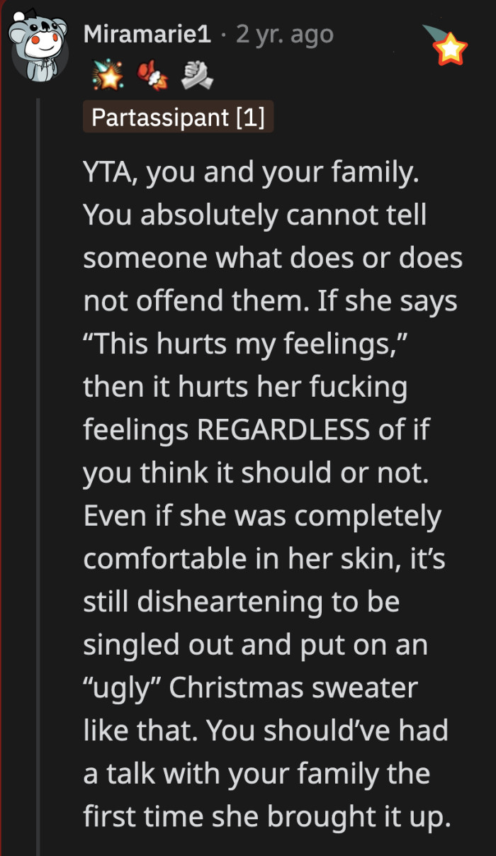 Calling her a baby of rightfully being hurt is the cherry on top of their sh!tty ice cream