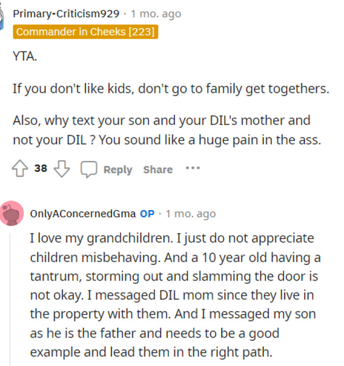 People had a lot to say about how she reacted and what she told them in response to their son's behavior.