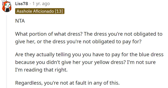 The OP is not in the wrong