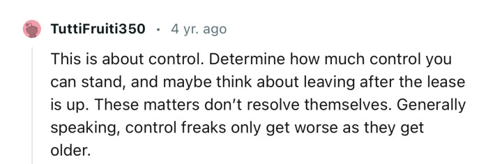 “This Is About Control. Determine How Much Control You Can Stand.”