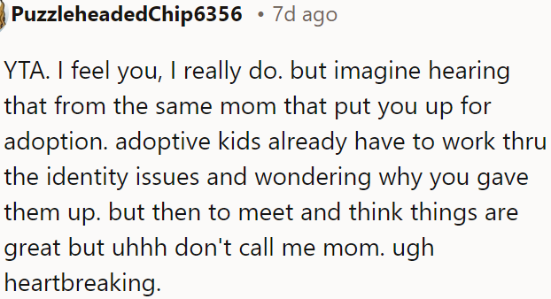 It's harrowing for adopted children to be told they can't call their biological mom 