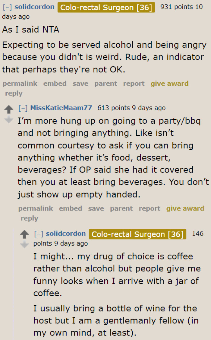 If her friends expected to be served alcohol, they could have just brought some themselves.