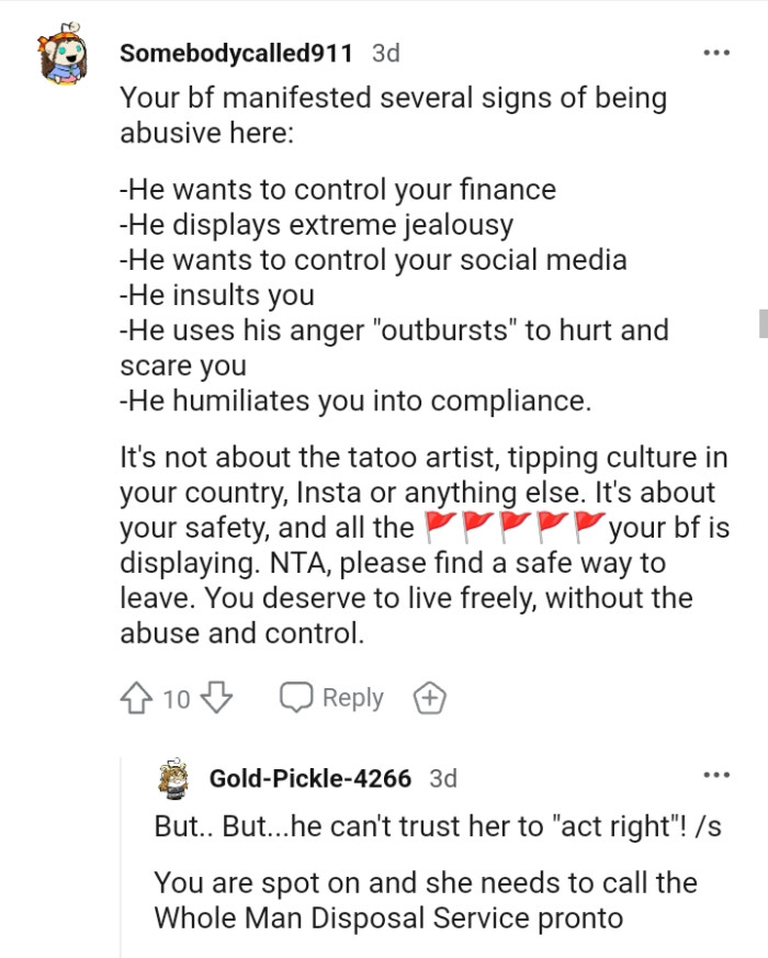 The OP's boyfriend exhibited many abusive signs.