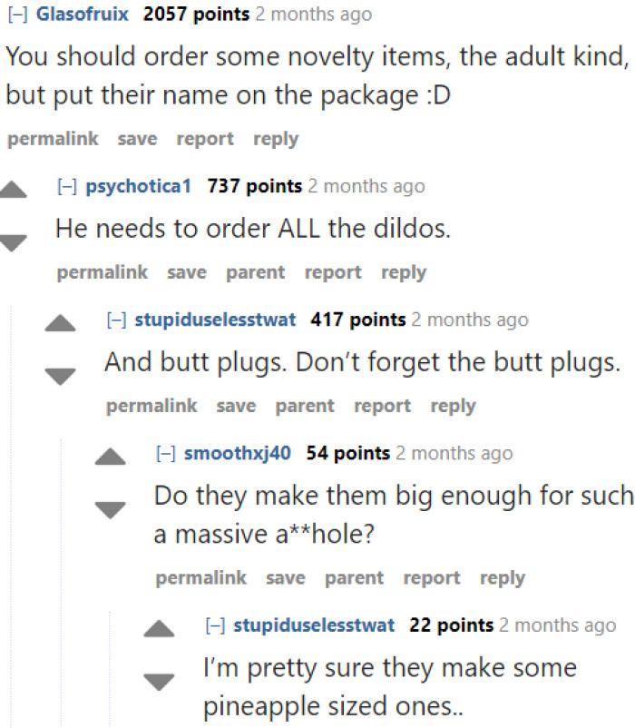 Redditors started contributing ideas to her evil plans.