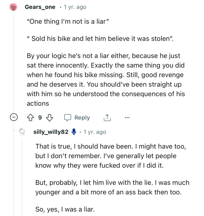 “You should’ve been straight up with him so he understood the consequences of his actions.”