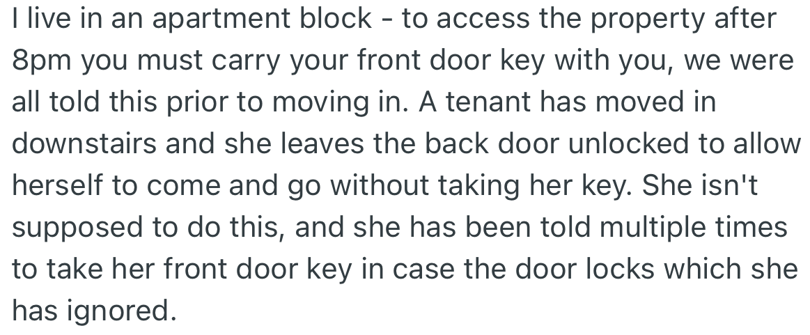 OP has a neighbor who refuses to take her key when she goes out.