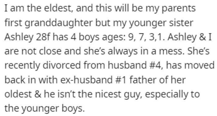 OP's daughter is going to be her parents' first granddaughter