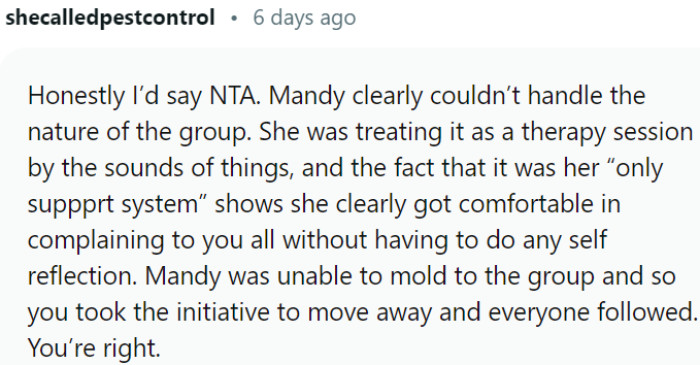 Mandy Relied on the Group as Her Sole Support System