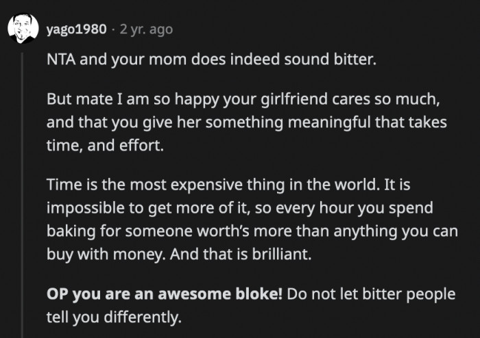 OP spent a lot of time and money he worked for to make something thoughtful for his girlfriend