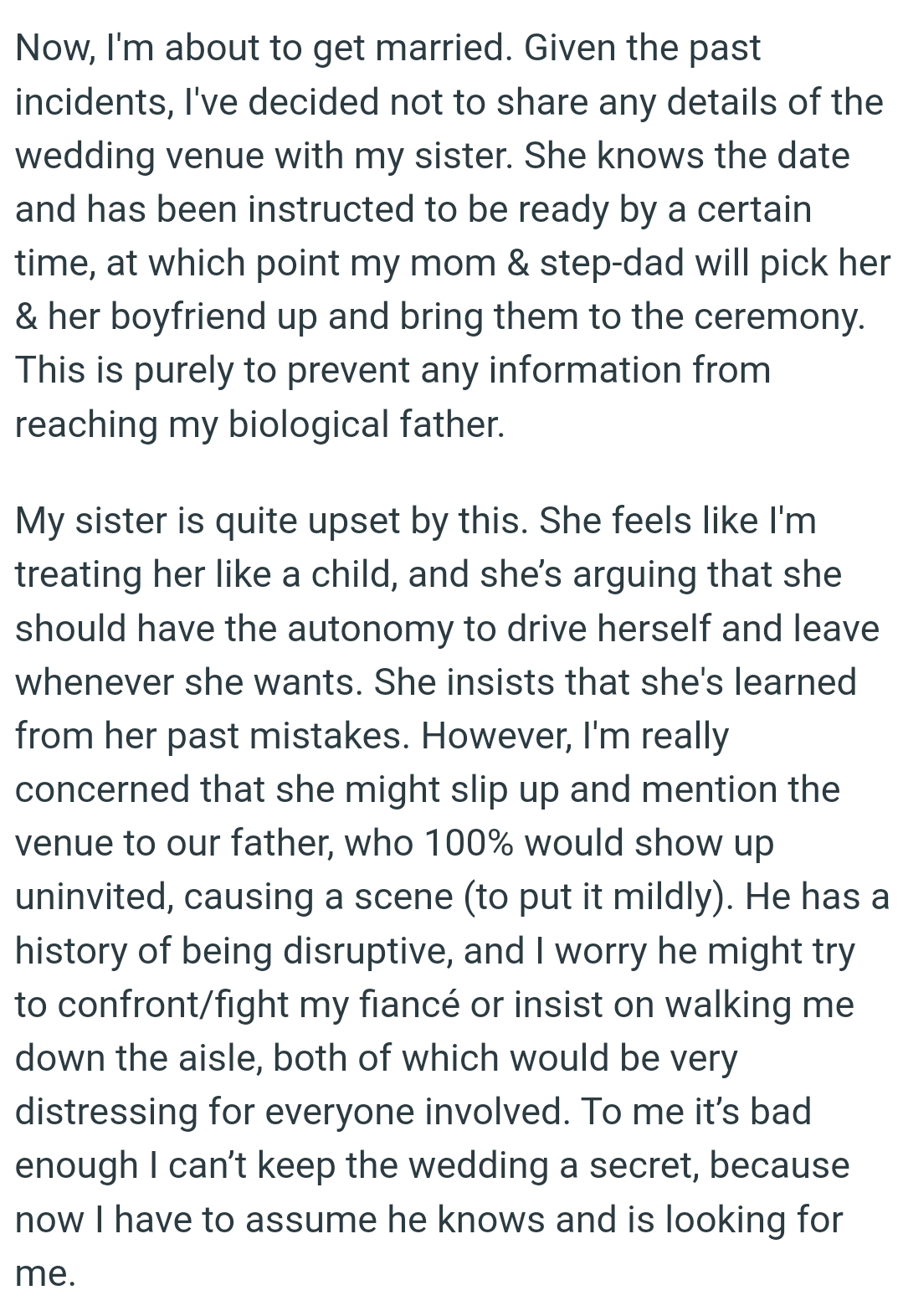 She’s arguing that she should have the autonomy to drive herself