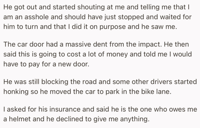 The door dash driver asked OP to pay for the repairs