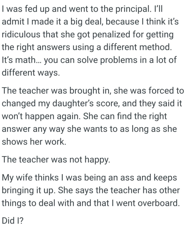 She can find the right answer any way she wants to as long as she shows her work