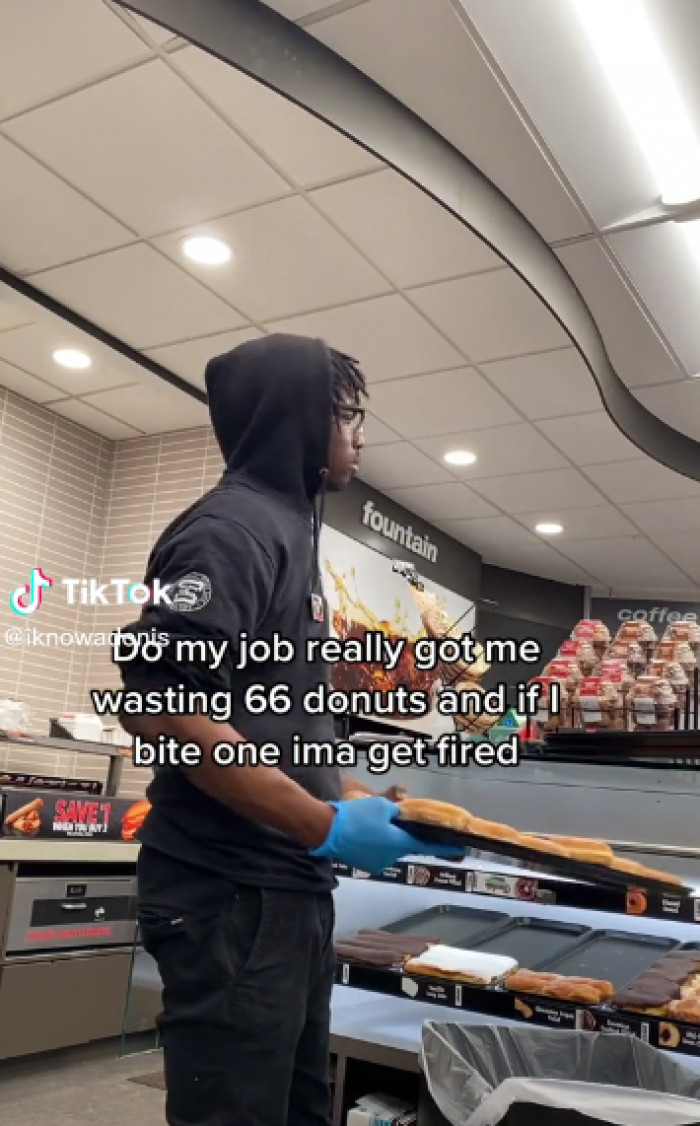 “Do my job really got me wasting 66 donuts, and if I bite one, I'm gonna get fired,” @iknowadonis captioned in the TikTok video. This particular post had the viewers fired up since @iknowadonis usually posts clips of him while working, but this one really caught the attention of many.