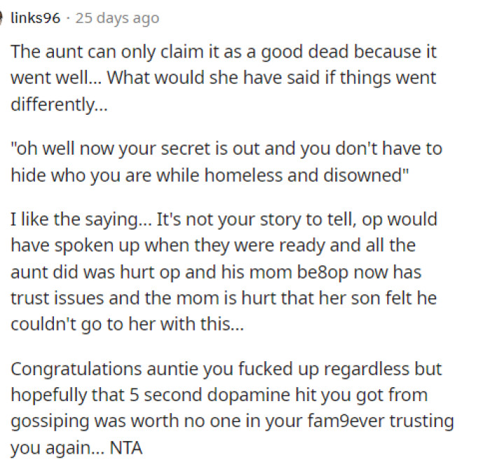 This is true too because we wouldn't have known how the story went if his parents hadn't accepted him or the circumstances.