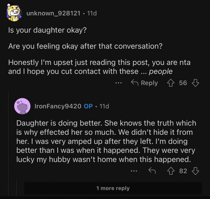 OP's daughter is feeling much better now.