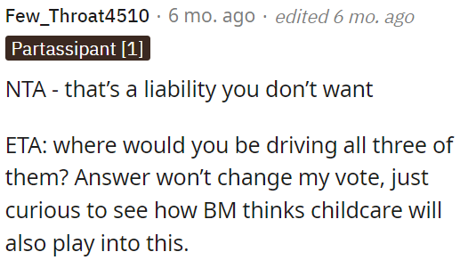 It's a liability OP doesn't want.