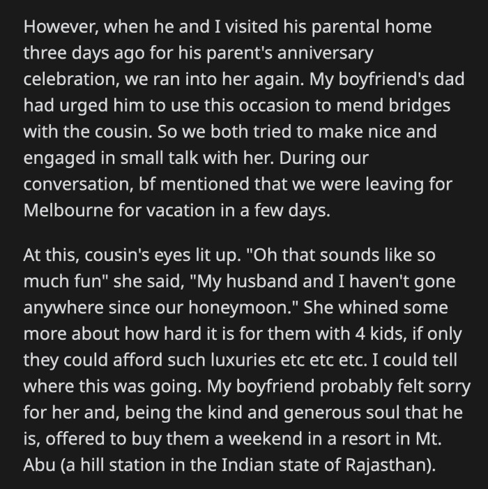 He was done talking to her and said she could either take his offer as is or not. She promptly shut up.