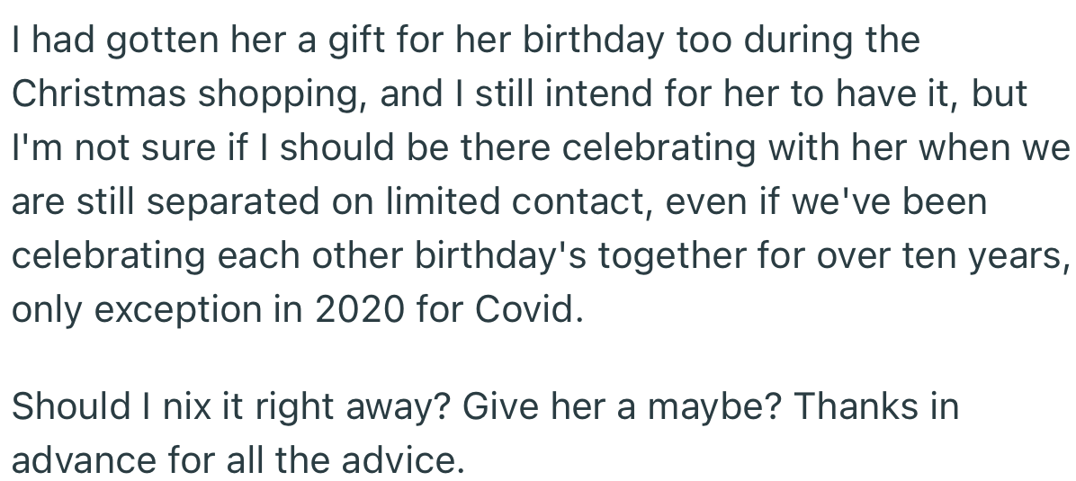 OP needs advice on whether to accept this offer or just gift her and maintain their boundaries