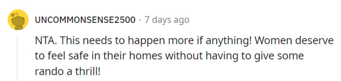 Women deserve to feel safe and secure in their own homes, free from unwanted intrusions and creepy behavior.