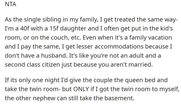 "As the single sibling in my family, I get treated the same way"