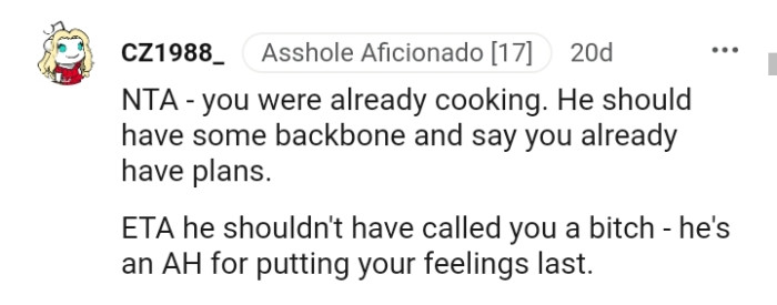 He should have said that they already had plans