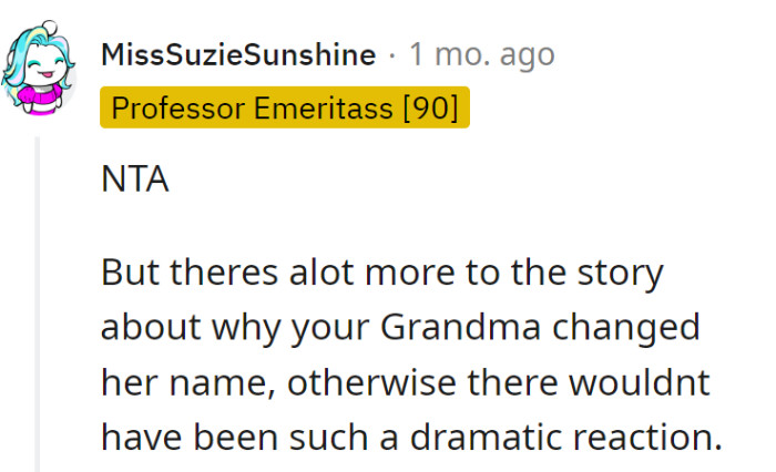 Grandma's name change has more twists than a soap opera!