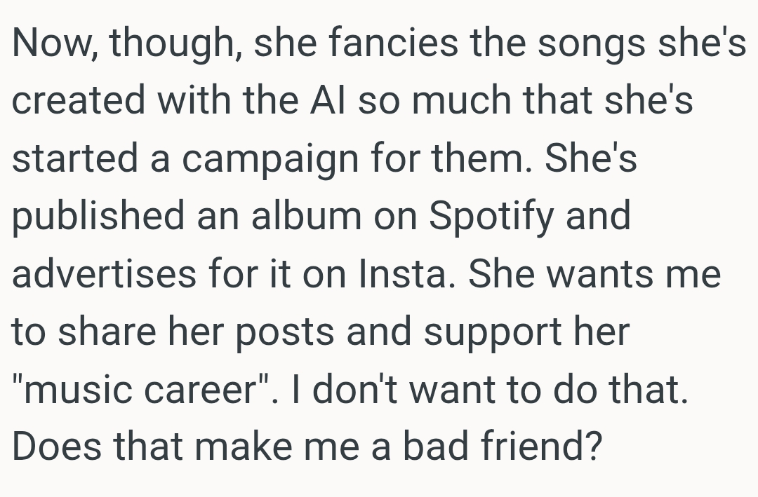 She's published an album on Spotify and advertises for it on Instagram
