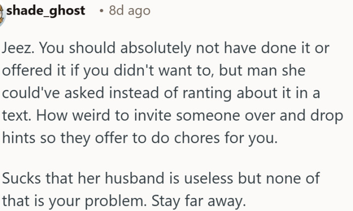 Her husband being useless is not your problem - stay far away