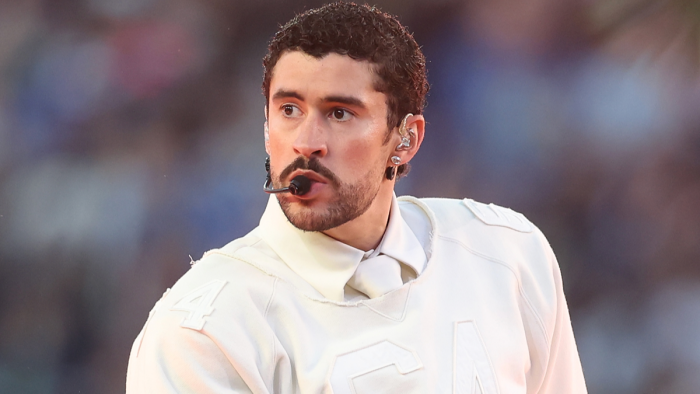 Crowd reaction to Bad Bunny’s Spanish halftime performance, fans applauding and cheering