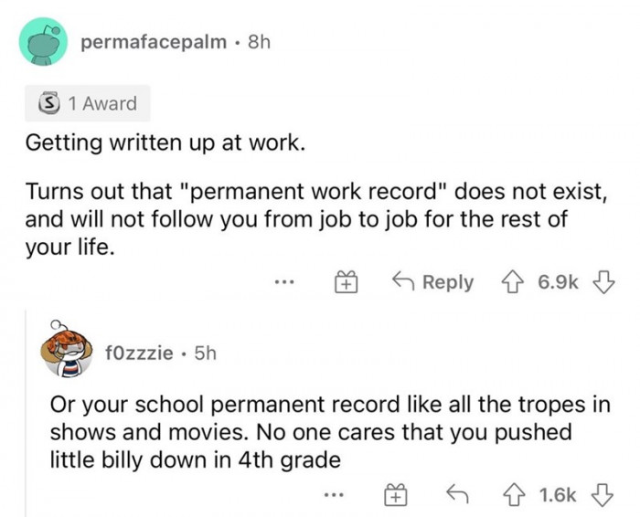 This is true; they definitely don't, but that doesn't mean that your next job can't ask about the situations you've been in during your work life.