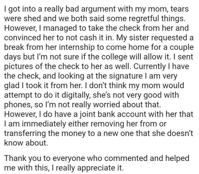 The OP added this edit to let everyone know what transpired