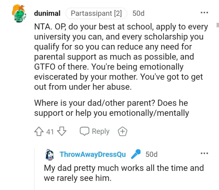 The OP is being morally eviscerated by her mother