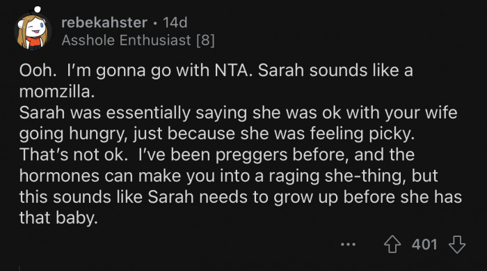 Sarah needs to grow up and stop being so entitled.