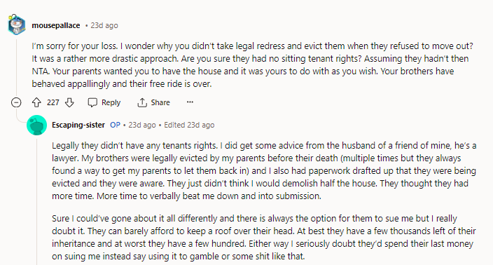 If they were legally evicted, how can they sue? Also, NTA!!!