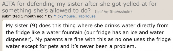 The OP explains her younger sister's drinking habit.