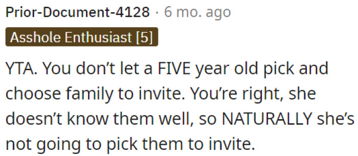 It's understandable that she didn't select them since she doesn't know them well.