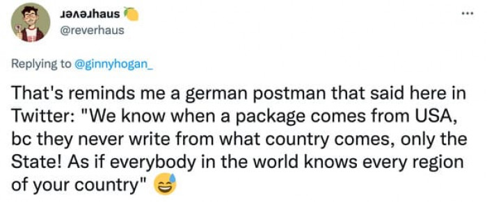 16. When a package comes from the USA...