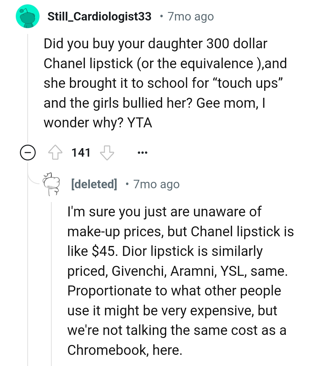 This Redditor is enlightening someone who they believe is unaware of makeup prices