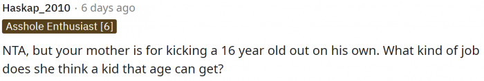 Some people had strong opinions about the mom sending her 16-year-old out anyway.