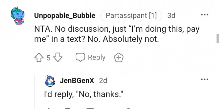 Redditors rushed to the comments to drop their two cents, and here are some of their most upvoted replies