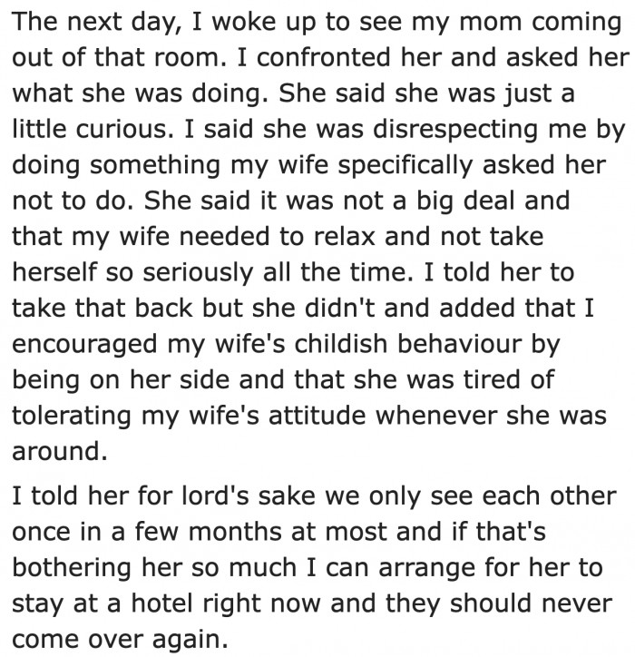 The OP's mom disrespected her wife's request not once, but twice.