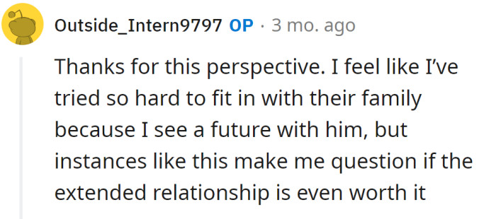 And the OP responded: