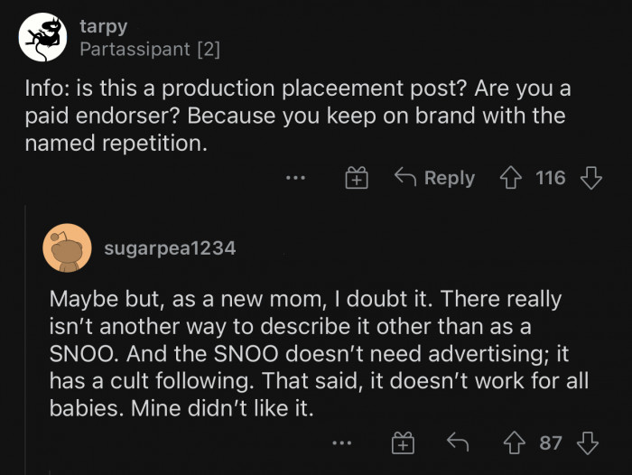 This user suspected that OP's post is an ad for the company.
