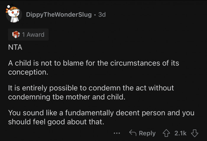 A child should not be blamed for their parent's mistakes.