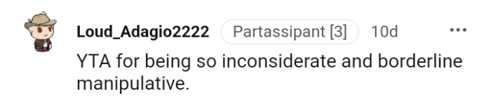 Inconsiderate and borderline manipulative