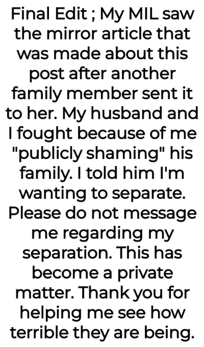 After everything that happened, the OP decided to separate: