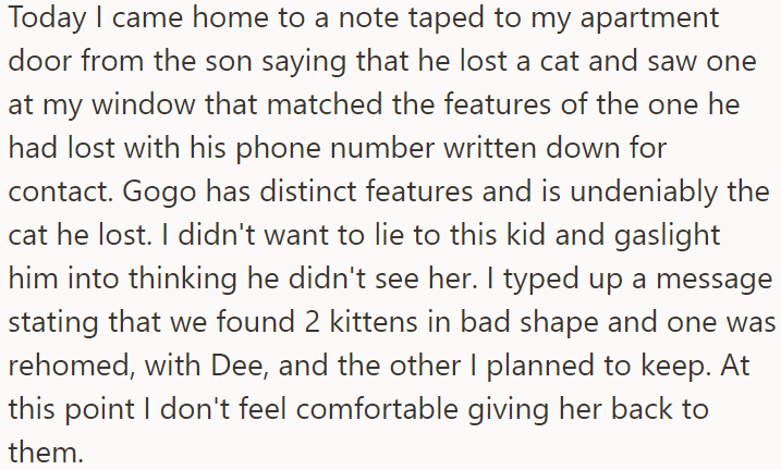 The son found out that the OP had Gogo and asked to take her back, but the OP was hesitant