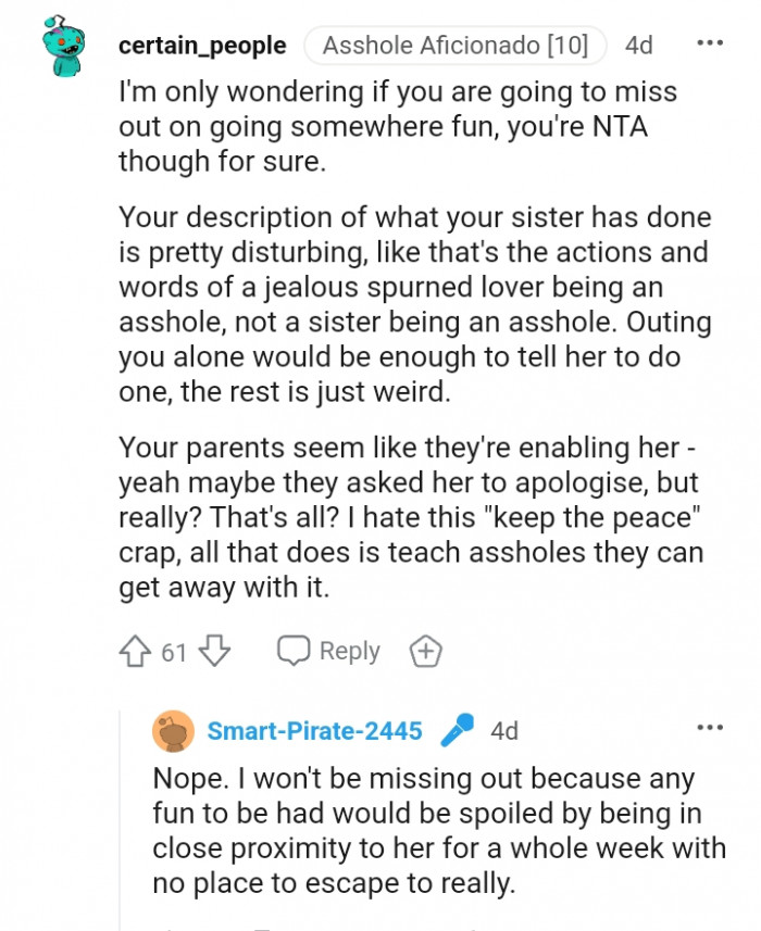 What your sister did is pretty disturbing