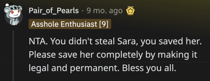 Maybe someday, Jane can appreciate what OP did for her and her baby.