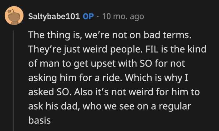 OP said it wasn't an odd request because it was a question her FIL would have expected them to ask